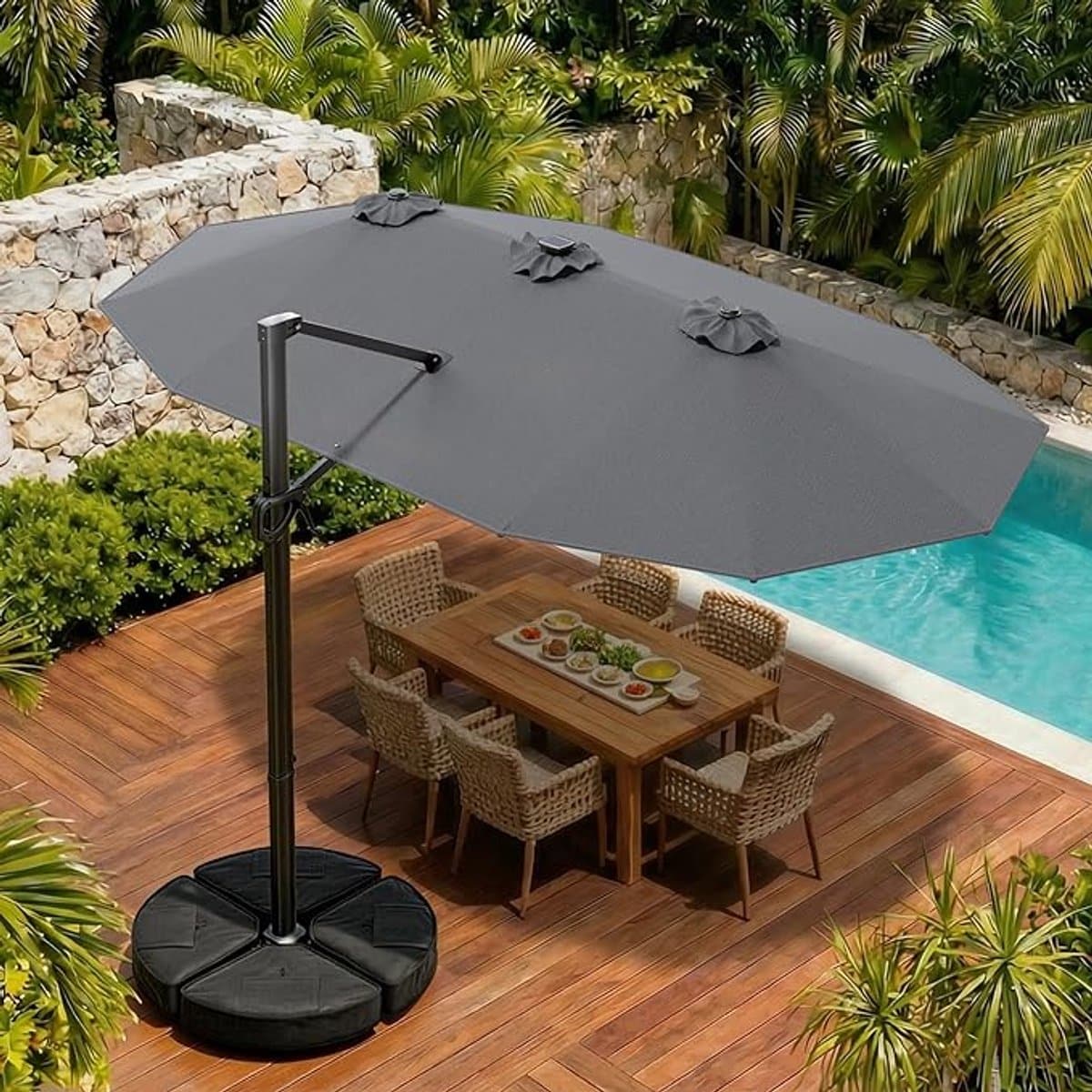 grandlux xl cantilever zweefparasol 4,5m rechthoekig dubbel dak met