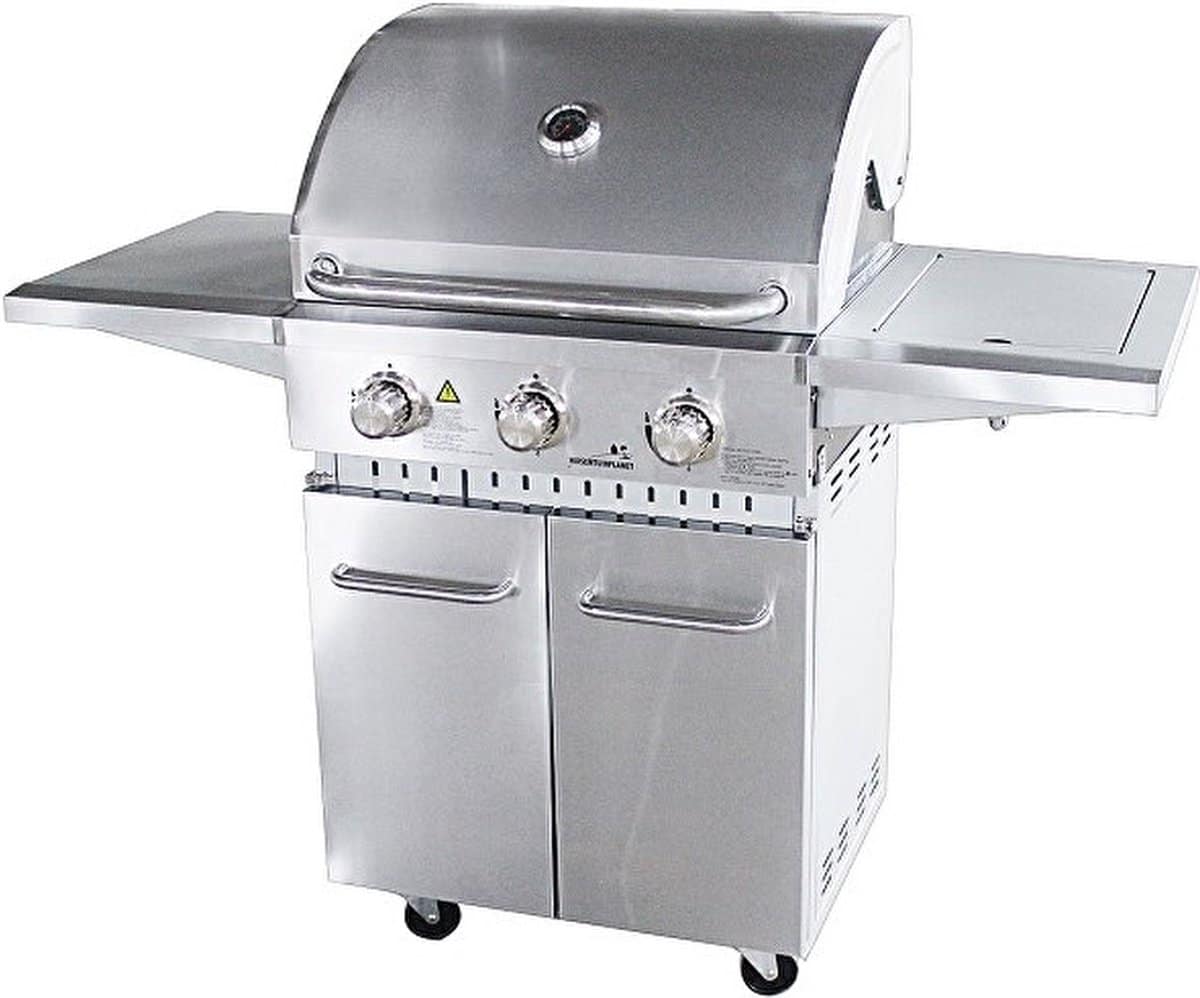 grilluxe rvs gasbarbecue 3 branders met zijbrander