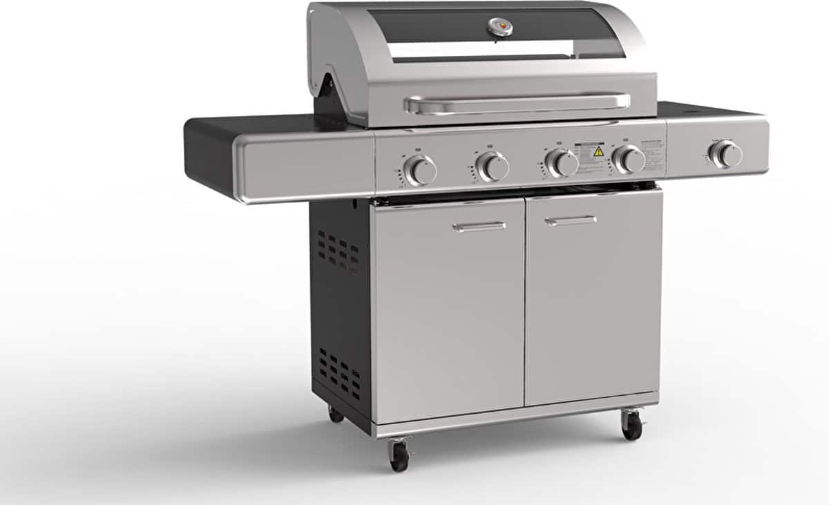 grilluxeprime gasbarbecue 4 branders met gietijzeren kookplaat
