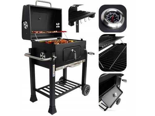 Grote Gietijzeren Houtskool BBQ met Deksel & Thermometer