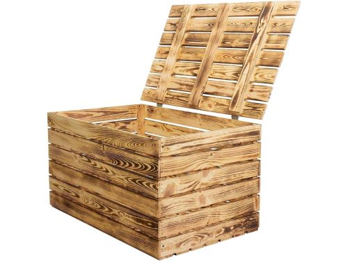Grote Houten Kist met Deksel voor Opslag en Decoratie (80x50x39