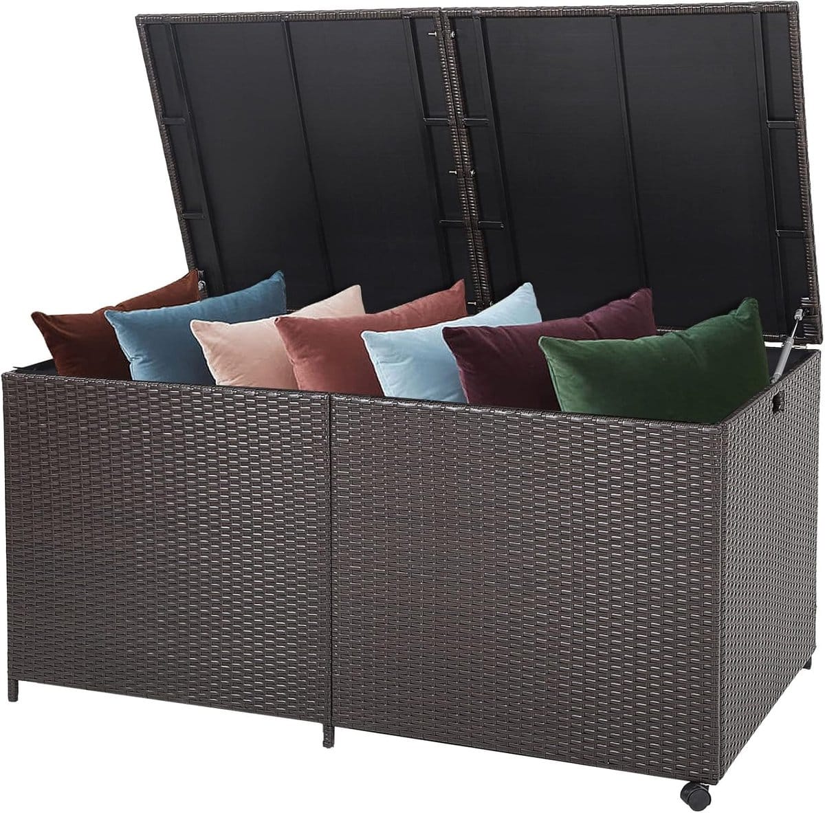 grote opbergbox tuin 662l waterdicht poly rotan kussenbox met