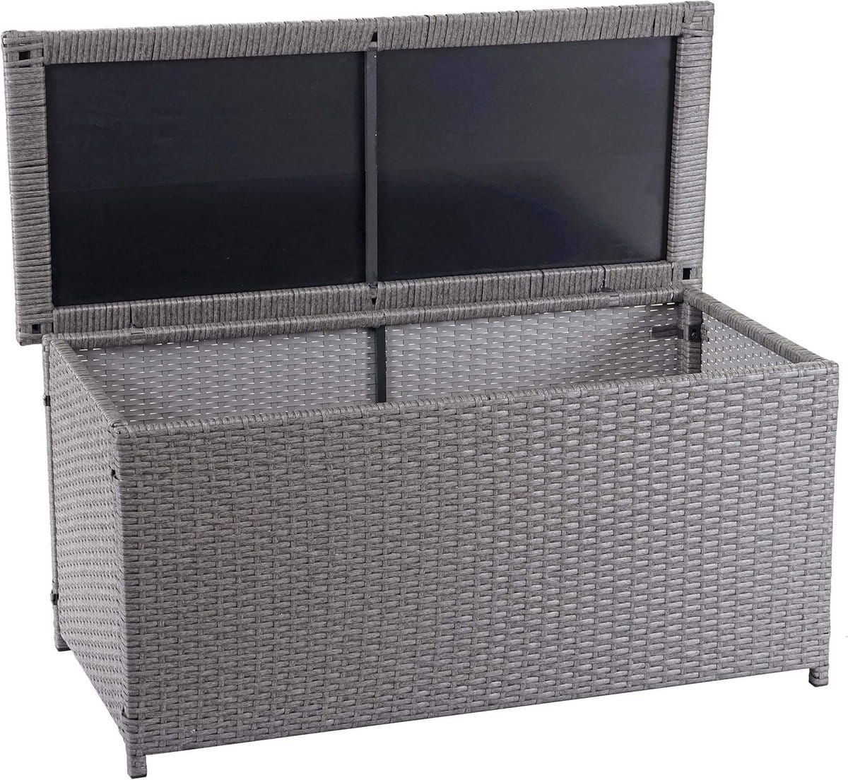 grote polyrotan kussenbox tuinkist 320l in grijs ideaal voor