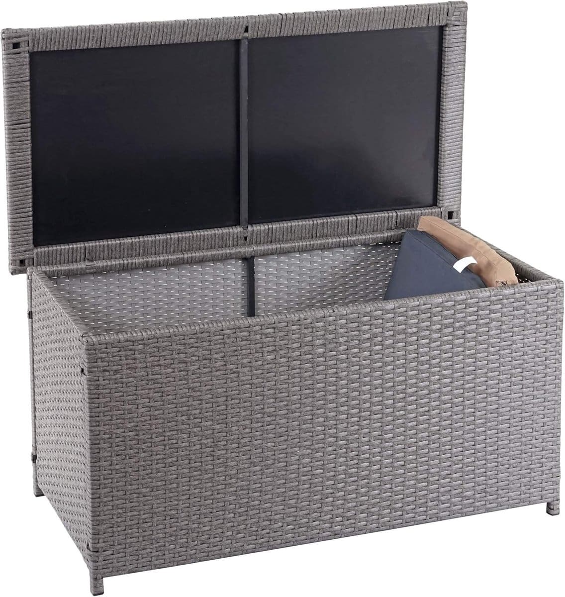 grote polyrotan kussenbox / tuinkist grijs 170 liter