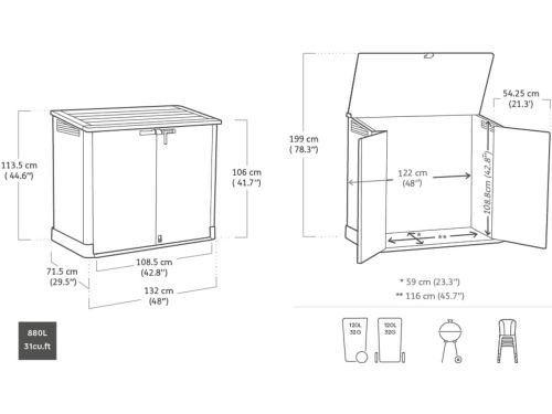 Grote Tuin Opbergbox Nova 880L - Weerbestendige Buitenopslag Bak