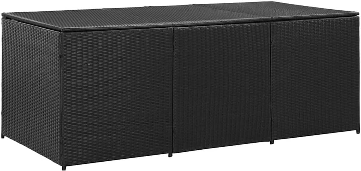 grote tuinbox opslagbox polyratan zwart 180x90x75 cm weerbestendige kussenbox