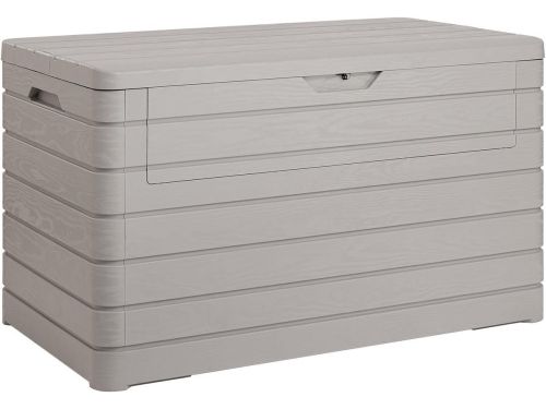 Grote Tuinkist Buiten Opslagbank 970L - Waterdicht Kunststof Houtlook Taupe