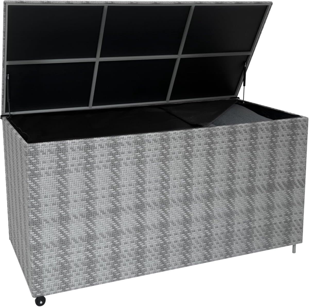 grote waterdichte opbergbox tuinmeubelen 700l grijs rotan met wielen