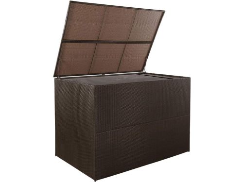 Grote Waterdichte Tuinopbergbox Polyrotan Buiten Opslagkist 150x100x100 cm Bruin