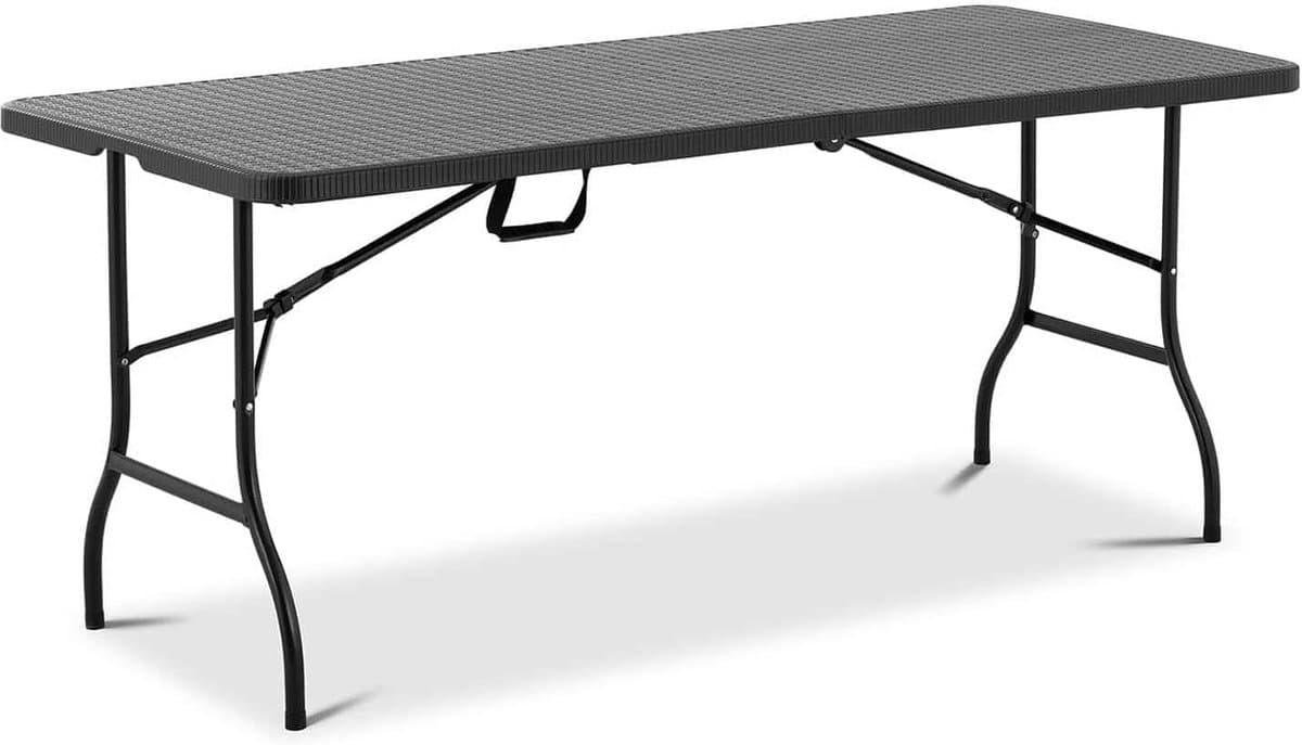 grote zwarte klaptafel 183 cm robuust & weerbestendig voor