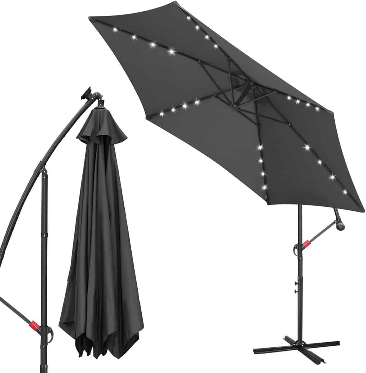grote zweefparasol 3.5m aluminium met uv bescherming en led verlichting voor tuin