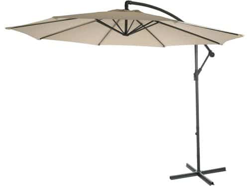 Grote Zweefparasol Ø 3m Kantelbaar met Zwengel Crème