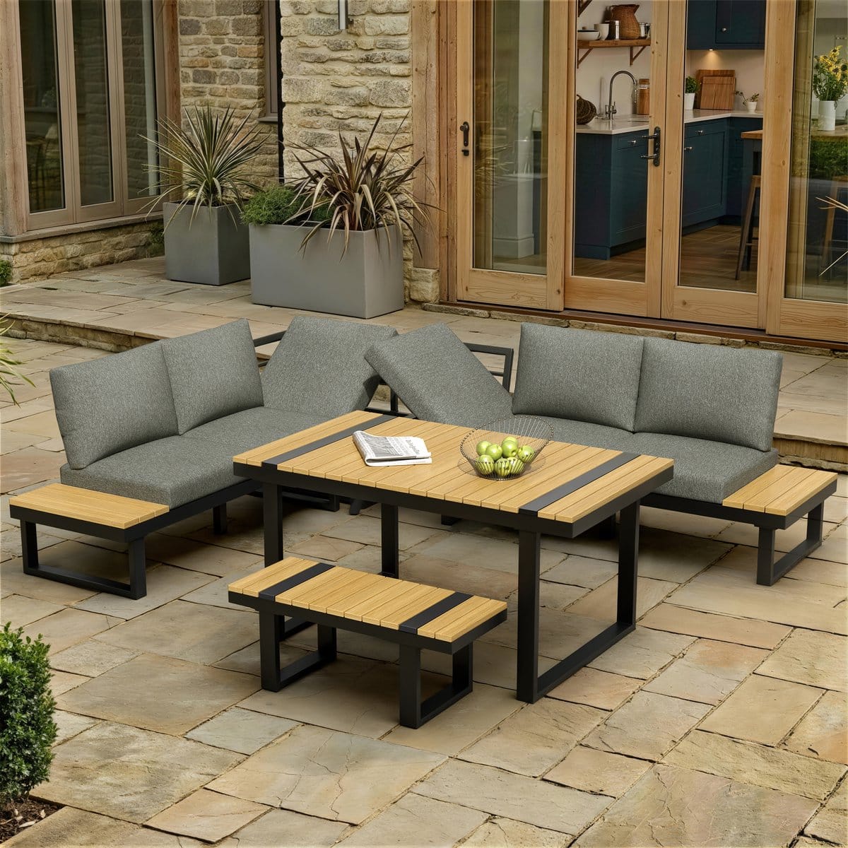 gutent dining loungesets hoek set verzinkt staal