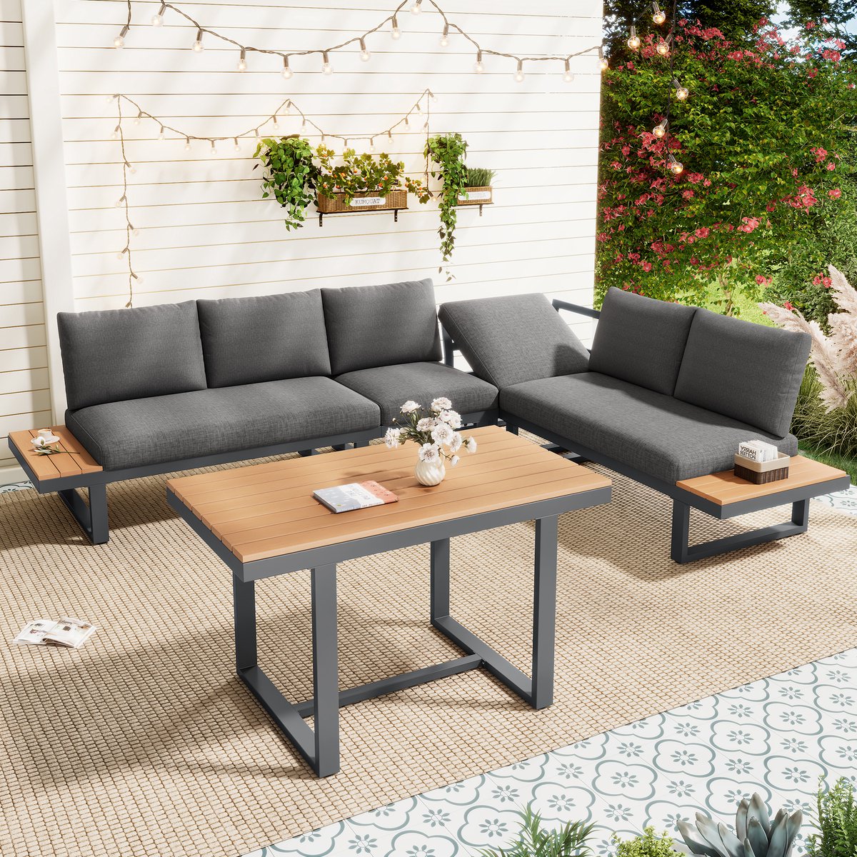 gutent dining loungesets hoek set verzinkt staal