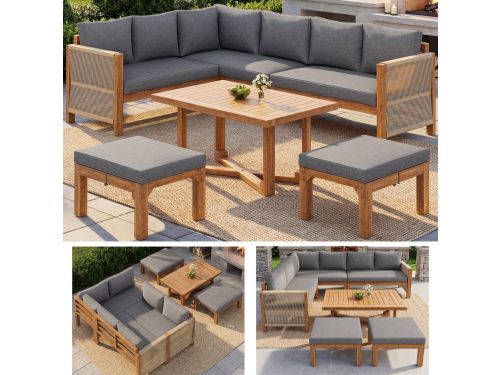 Gutent Hoek Loungesets - Acacia Hout - 6 Zitsbank