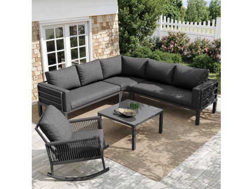 Gutent Hoek Loungesets - Modulair Set - Schommelstoel - Glazen