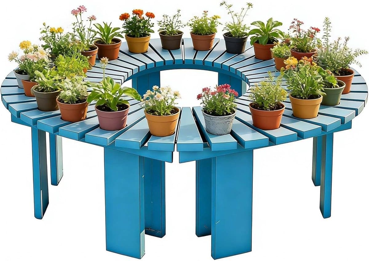 halfronde boombank zitbank buiten ontspannen in tuin