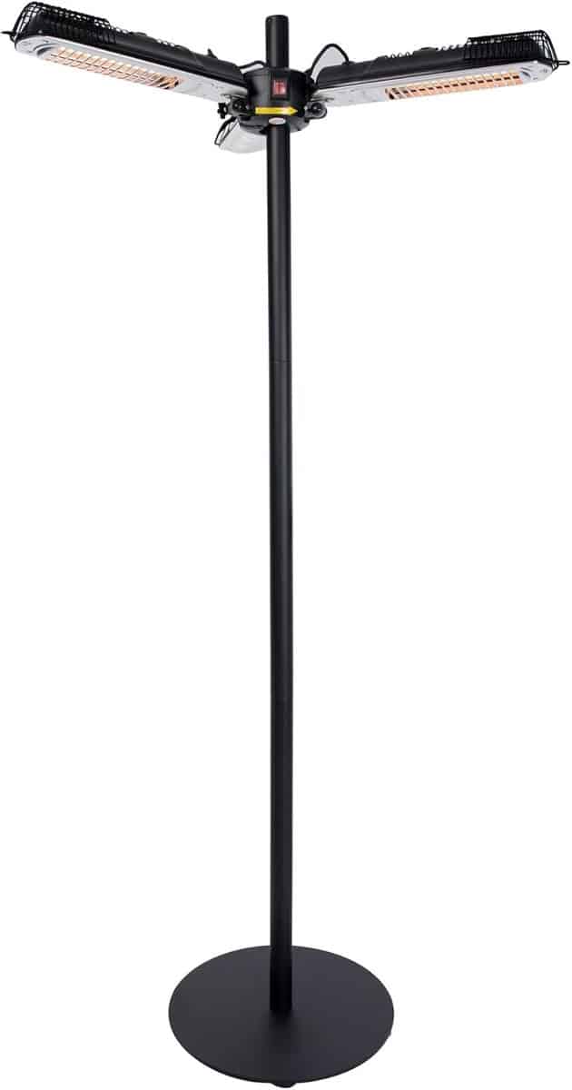 halogeen parasol terrasverwarmer 2000w zwart en zilver voor