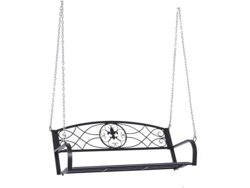 Hangkbank voor 2 personen met kettingen - Zwarte Metalen Schommelbank