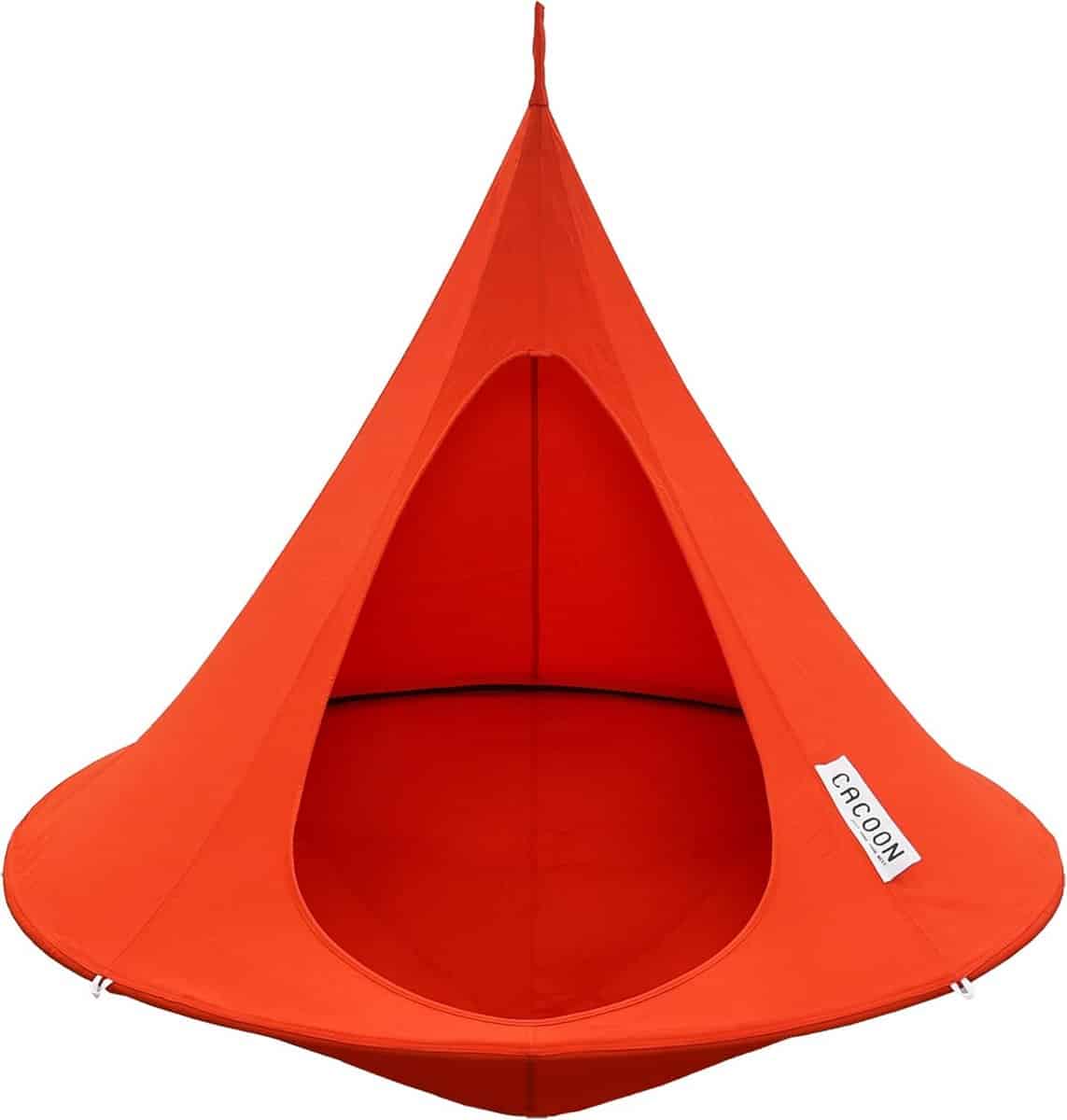 hangstoel buiten en binnen rode enkele cocoon schommelstoel