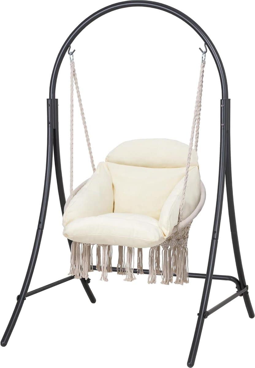 hangstoel met standaard schommelstoel zittend hangmat ontspannen in