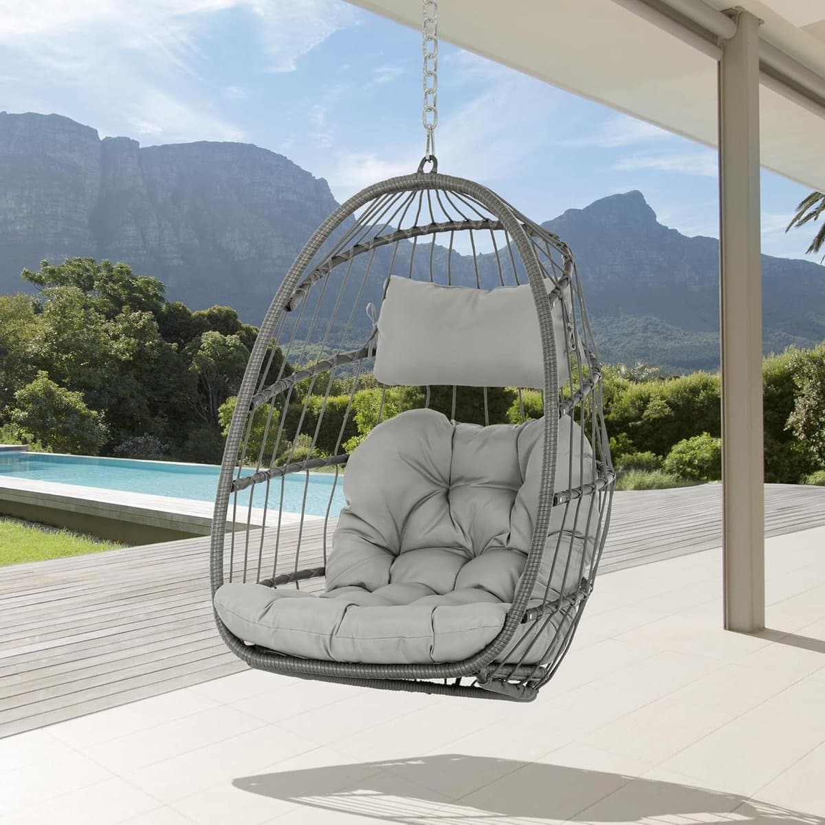 hangstoel rotan schommelstoel buiten ontspannen zitten inklapbaar