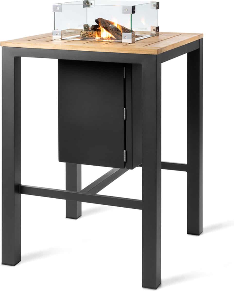 happy cocooning bartafel vierkant antraciet aluminium teakhout vierkant