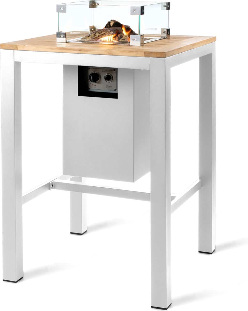 happy cocooning bartafel vierkant wit aluminium teakhout vierkant