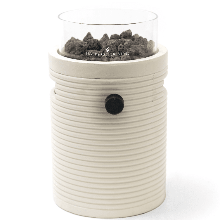 happy cocooning lumi groove tafelbrander rond 21,5xh37 cm oyster beige