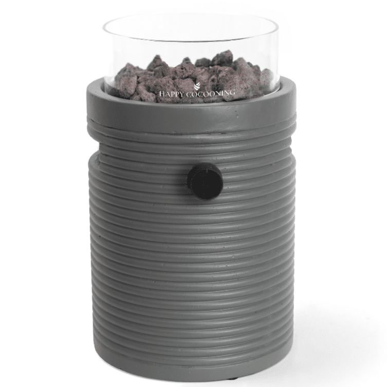 happy cocooning lumi groove tafelbrander rond 21,5xh37 cm smokey anthracite