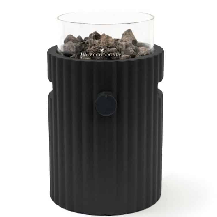 happy cocooning lumi rib tafelbrander rond 21,5xh37 cm nordic black