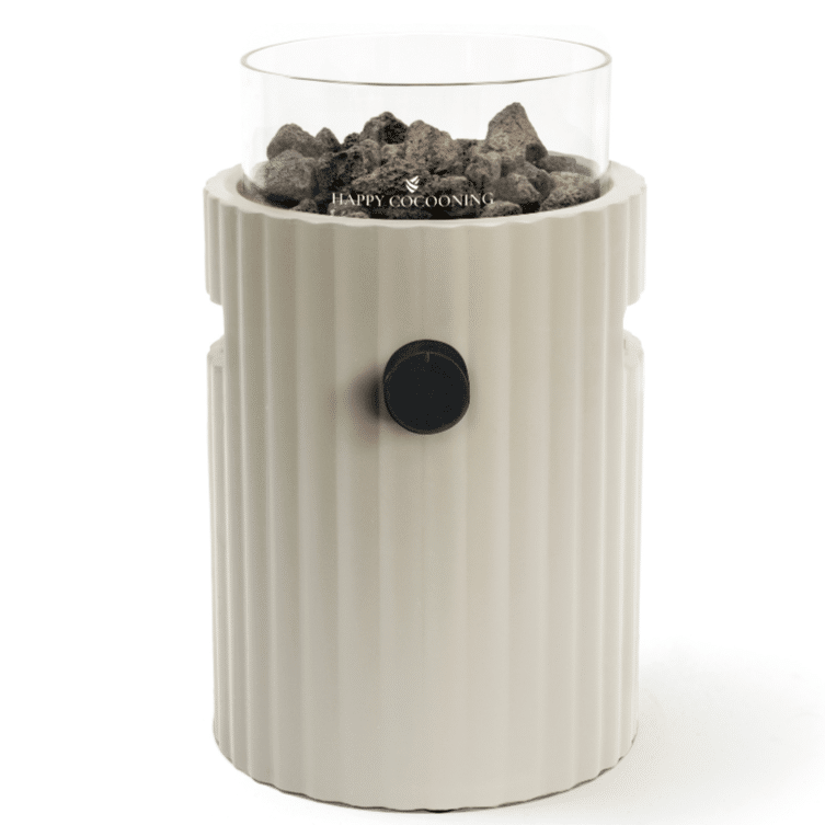 happy cocooning lumi rib tafelbrander rond 21,5xh37 cm oyster beige