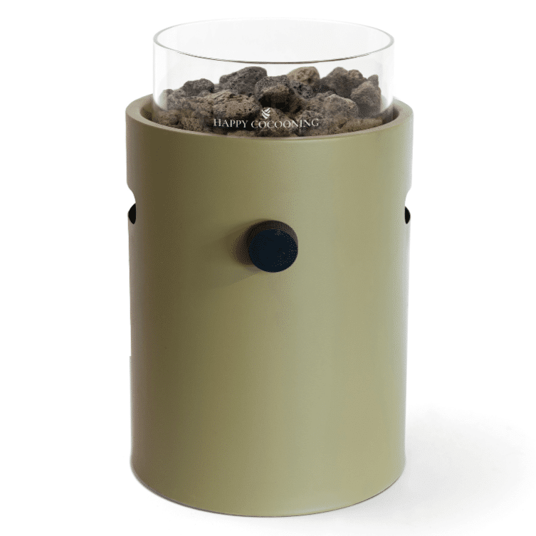 happy cocooning lumi steel tafelbrander rond 21xh37 cm olive green