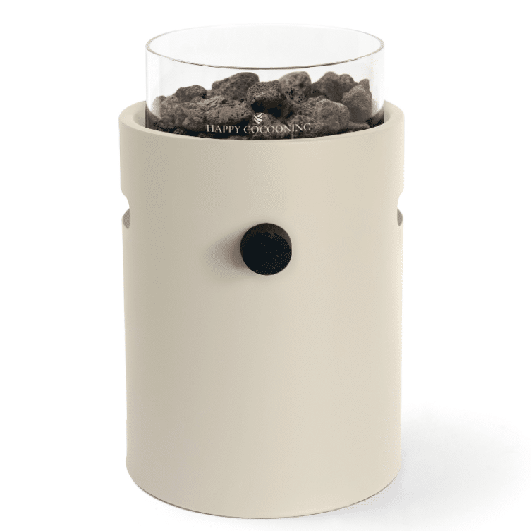 happy cocooning lumi steel tafelbrander rond 21xh37 cm oyster beige