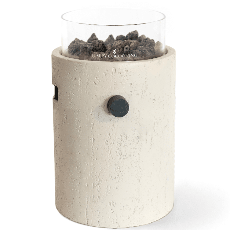 happy cocooning lumi stone tafelbrander rond 21,5xh37 cm travertine