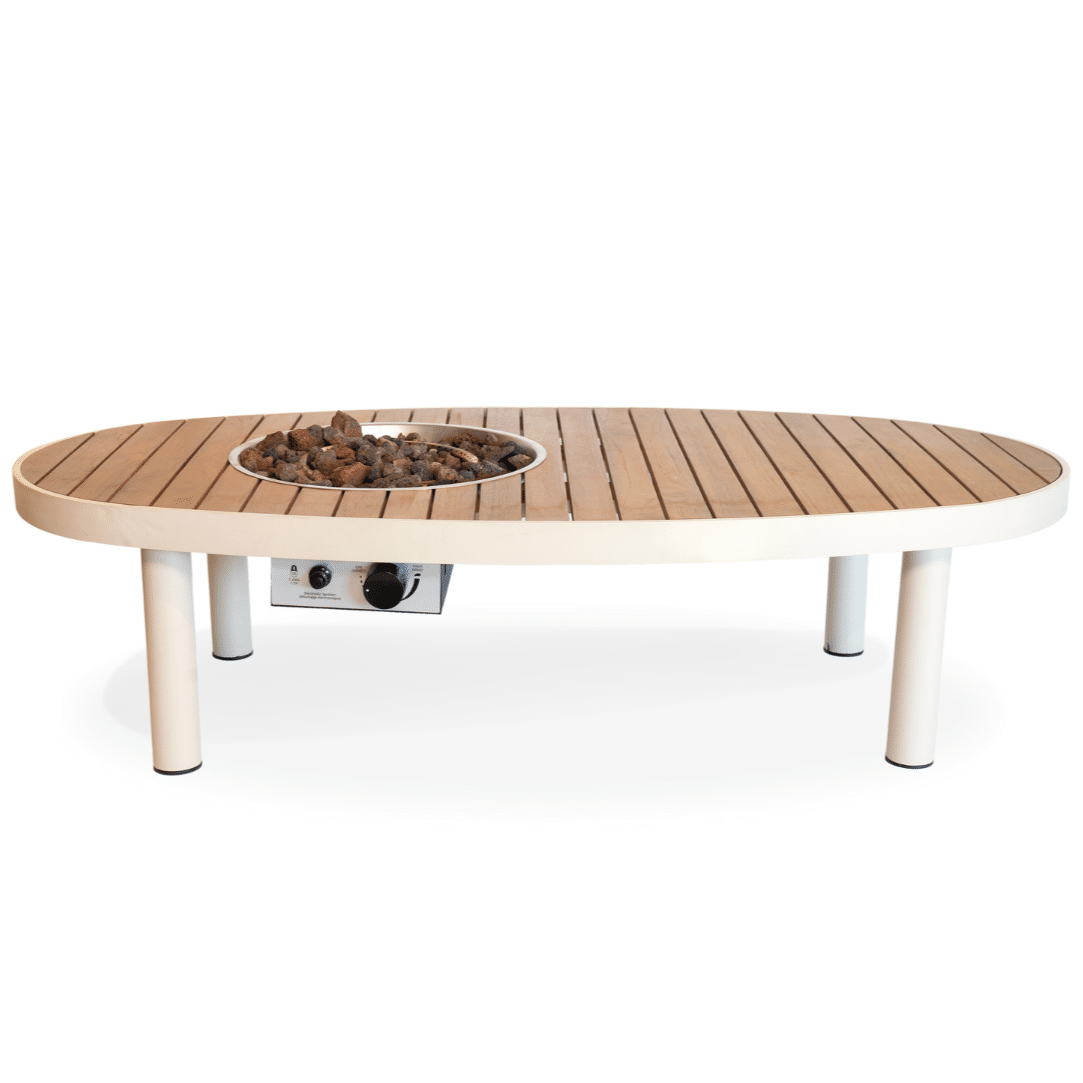 happy cocooning riviera vuurtafel ovaal 140x74xh34 cm oyster beige