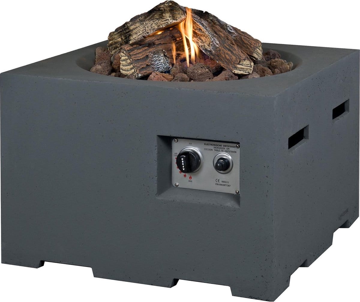 happy cocooning vuurtafel klein vierkant zwart luxe gas haard