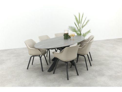 Hartman Sophie/Scotland 6-persoons ovale tuinset 230x115 cm. - Zand/Antraciet