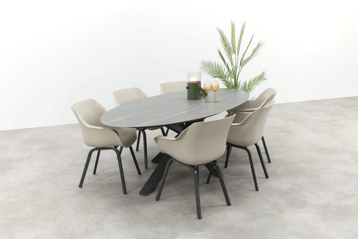 hartman sophie/scotland 6 persoons ovale tuinset 230×115 cm. zand/antraciet