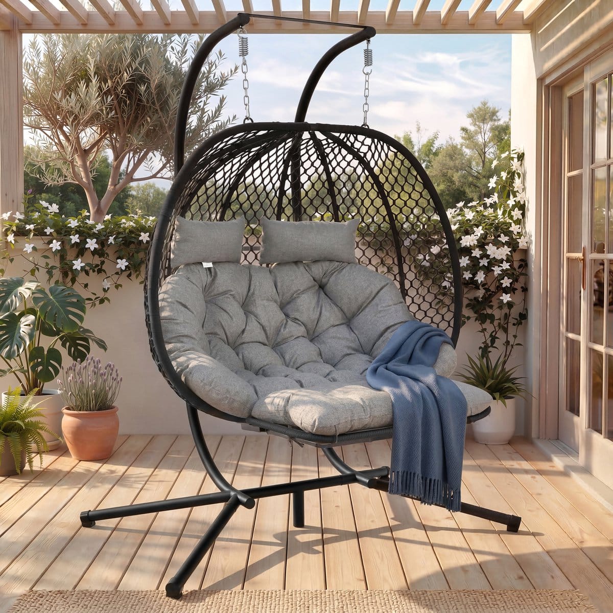 hauss spole hangstoel ei design met voetensteun zie