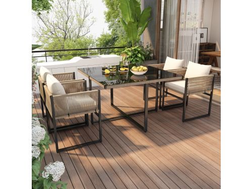 HAUSS SPOLE Tuin Eetset 110x110 cm - 5 Delig Met