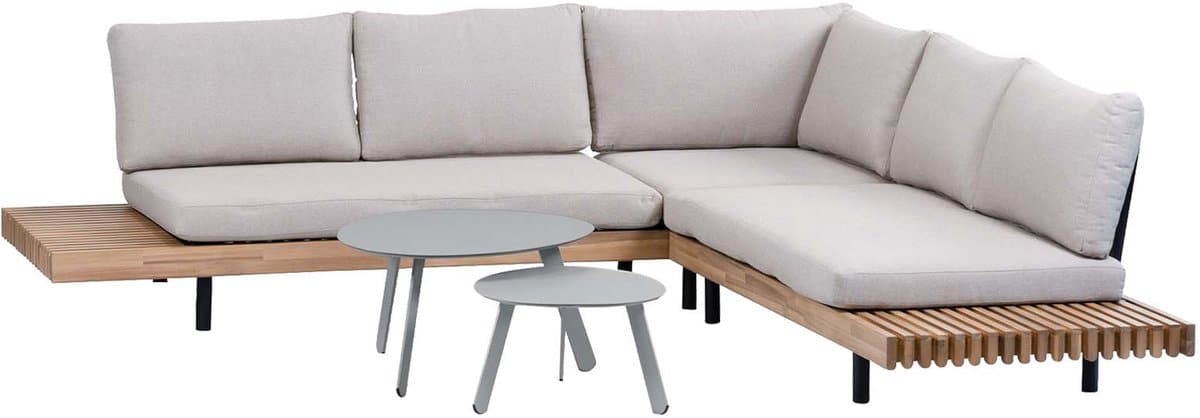 hoek loungeset lissabon 4 delig | acacia teaklook & sand