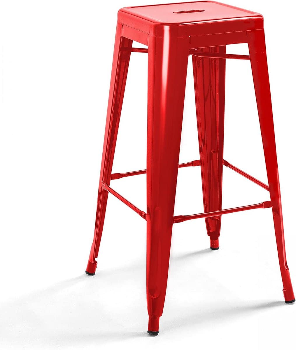 hoge metalen kruk rood glanzend industrieel barstoel voor buiten