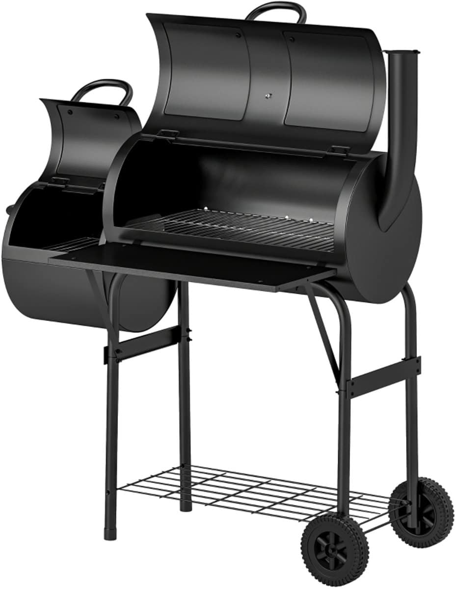 holzkohlegrill met deckel en thermometer bbq smoker met wielen