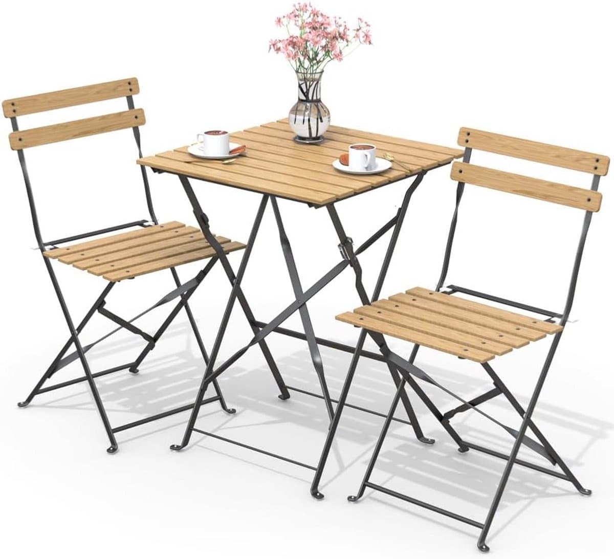 houten bistroset 3 delig met klaptafel en 2 stoelen voor balkon