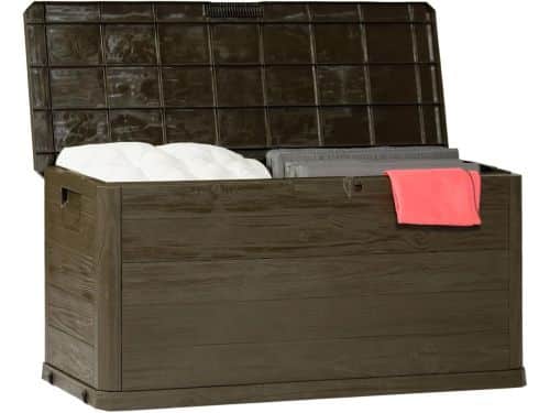 Houten Opbergbox Bruin - Balkonkist met Kussen en 550L Inhoud