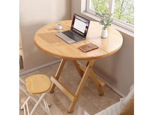 Houten Ronde Tafel - Bijzettafel Klaptafel - Kleine Ruimtes