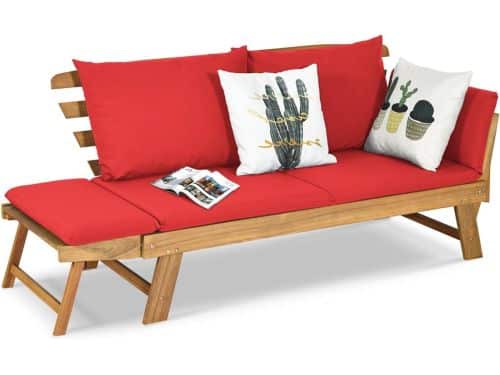 Houten Tuinbank - Balkonbank Ligbed - Ontspannen Buiten - Inklapbare