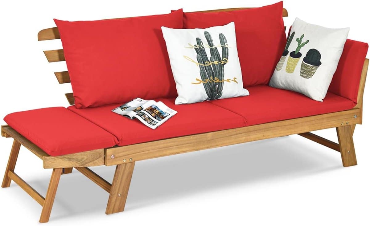 houten tuinbank balkonbank ligbed ontspannen buiten inklapbare