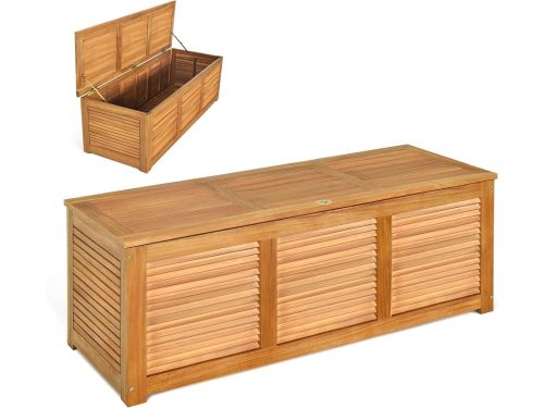 Houten Tuinkist met Deksel - Acaciahout Opbergbox Buiten en Binnen
